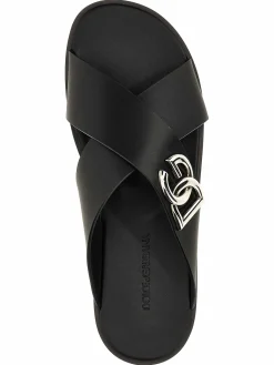 Sandali in pelle con logo
