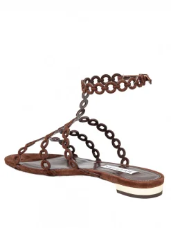 Sandalo Flat Infinity Chain In camoscio