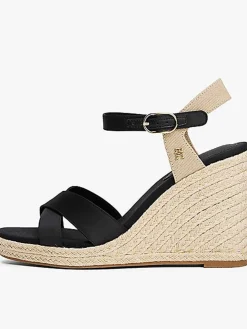 Satinato alto cuneo espadrille
