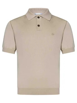 Shirt polo a maniche corte in maglia beige