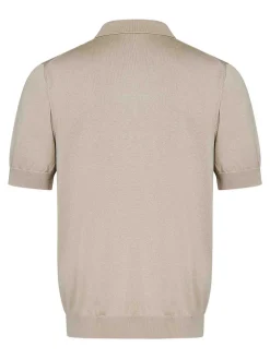 Shirt polo a maniche corte in maglia beige
