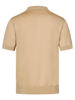 Shirt polo a maniche corte in maglia beige