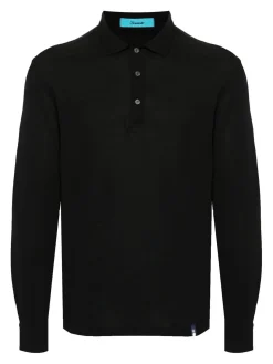 Shirt polo a maniche lunghe in maglia nero