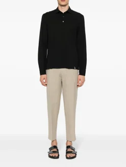 Shirt polo a maniche lunghe in maglia nero