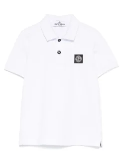 Shirt polo bianco con logo e bottoni