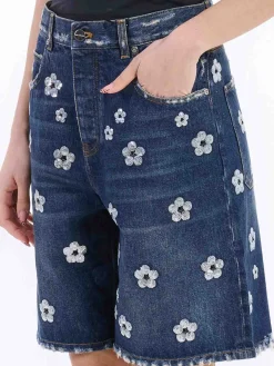 Short gamba larga Daisy di paillettes