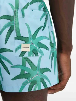 Shorts da spiaggia a motivi blu e verdi