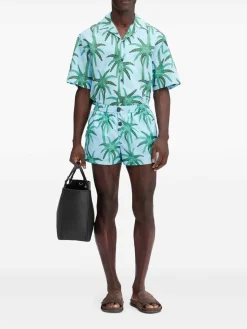 Shorts da spiaggia a motivi blu e verdi
