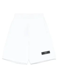 Shorts di cotone bianco con patch logo