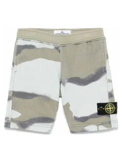 Shorts di cotone mimetico con logo