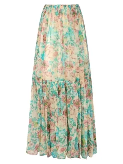 Silk raccolto maxi gonna