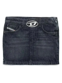 Skirt Mini in denim con logo