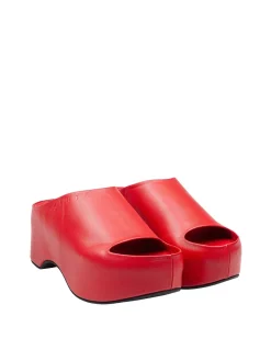 Slide Con Zoccolo Chunky In Pelle
