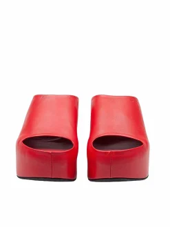 Slide Con Zoccolo Chunky In Pelle