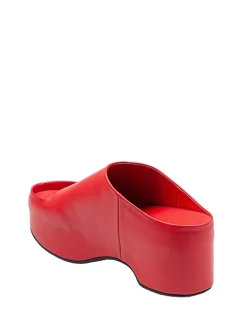 Slide Con Zoccolo Chunky In Pelle