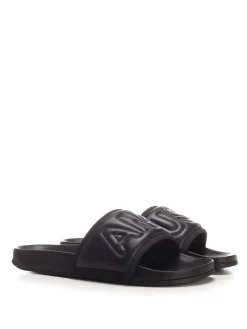 Sliders in pelle logata nera