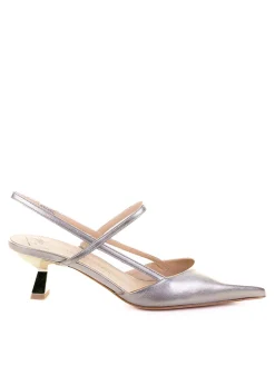 Slingback dcollet a nappa laminata alba