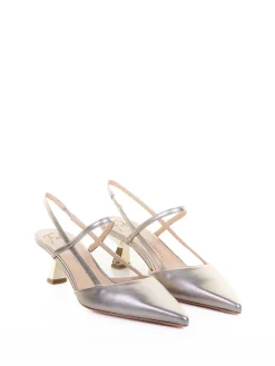 Slingback dcollet a nappa laminata alba