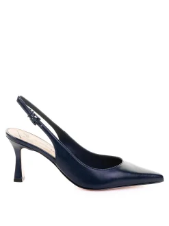 Slingback dcollet in nappa a punta blu navy