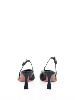 Slingback dcollet in nappa a punta blu navy