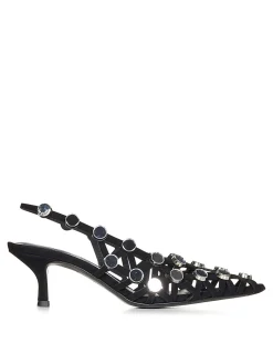 Slingback in camoscio