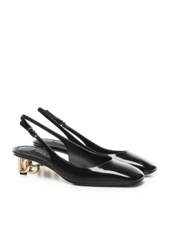 Slingback in pelle di brevetto