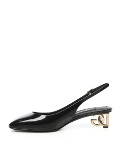 Slingback in pelle di brevetto