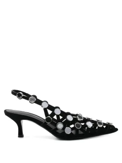 Slingback in pelle scamosciata con inserti