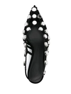 Slingback in pelle scamosciata con inserti