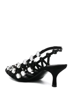 Slingback in pelle scamosciata con inserti