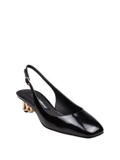 Slingback In Vernice Nera Con Tacco Dg