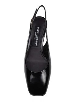 Slingback In Vernice Nera Con Tacco Dg