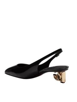 Slingback In Vernice Nera Con Tacco Dg