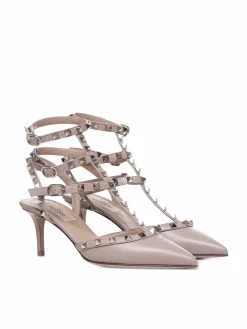 Slingback Rockstud in pelle liscia