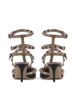 Slingback Rockstud in pelle liscia