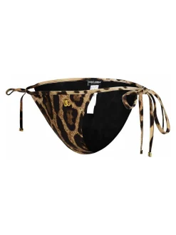 Slip bikini in misto poliammide marrone