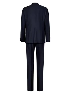 Smoking Blu Scuro In Lana Vergine Stretch