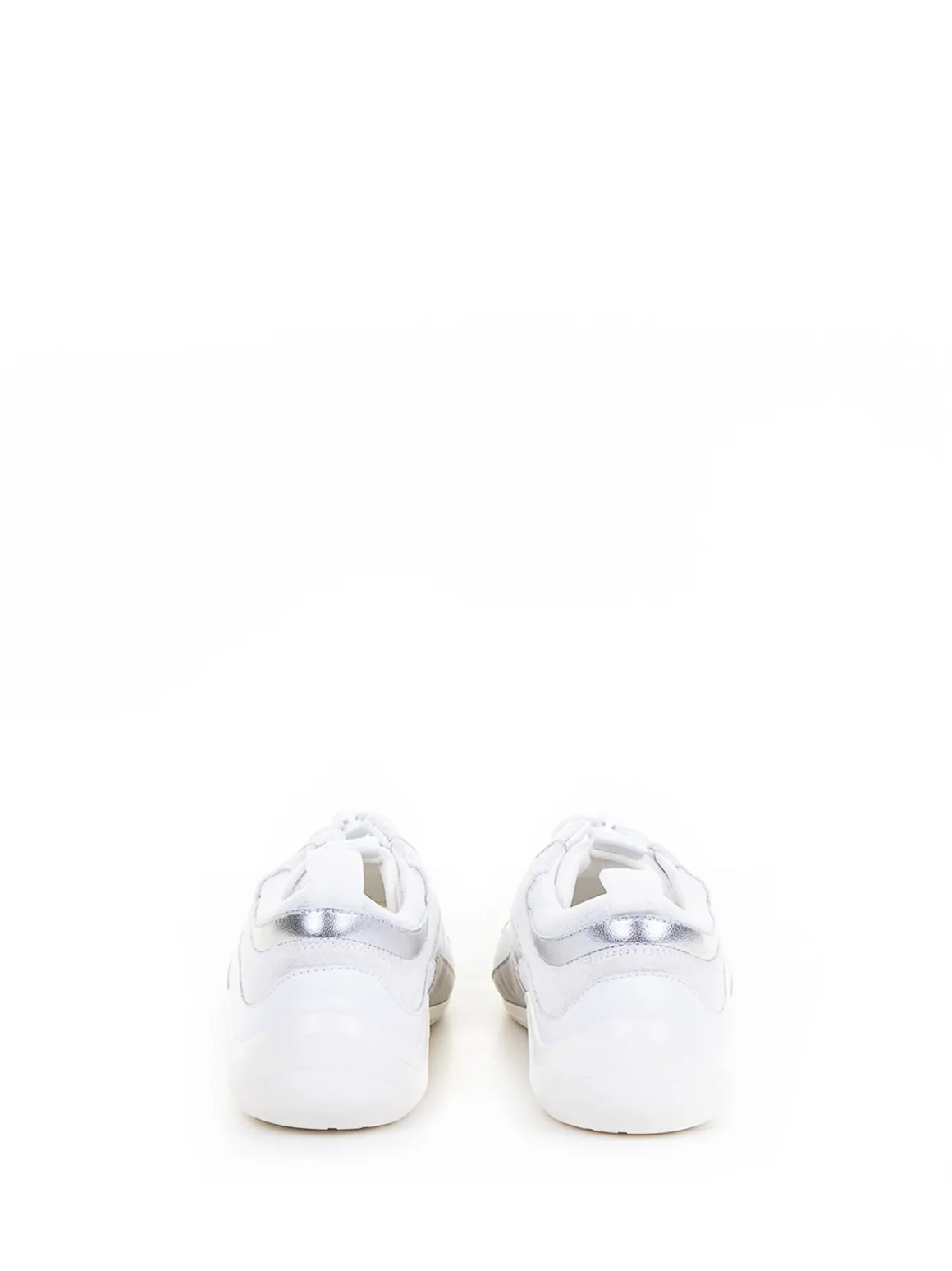 Sneaker Bianco Argento In Pelle