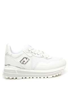 Sneaker in pelle e mesh piattaforma