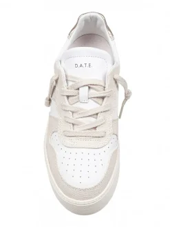 Sneakers Court Platform In Pelle E Tessuto
