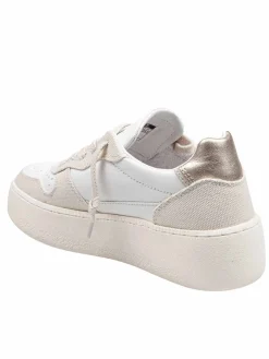 Sneakers Court Platform In Pelle E Tessuto
