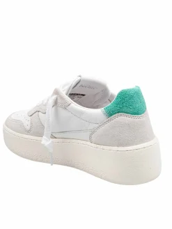 Sneakers Court Platform In Pelle E Camoscio