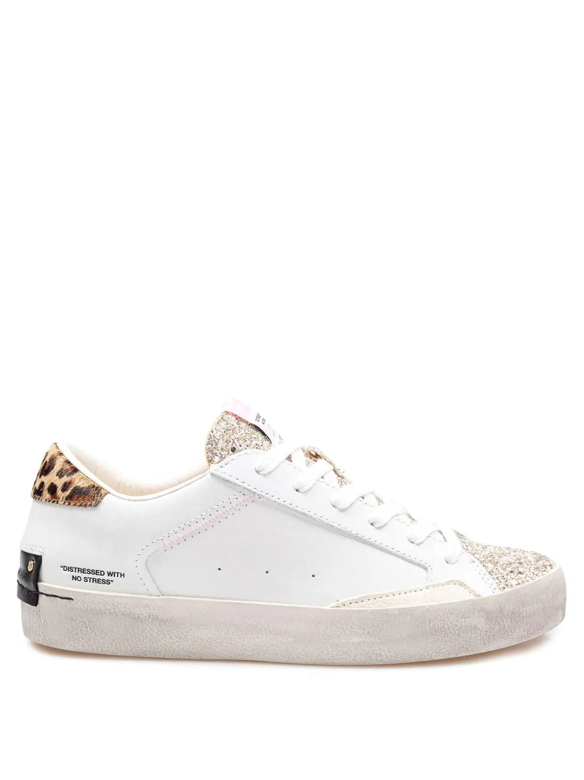 Sneakers Distressed In Pelle E Camoscio