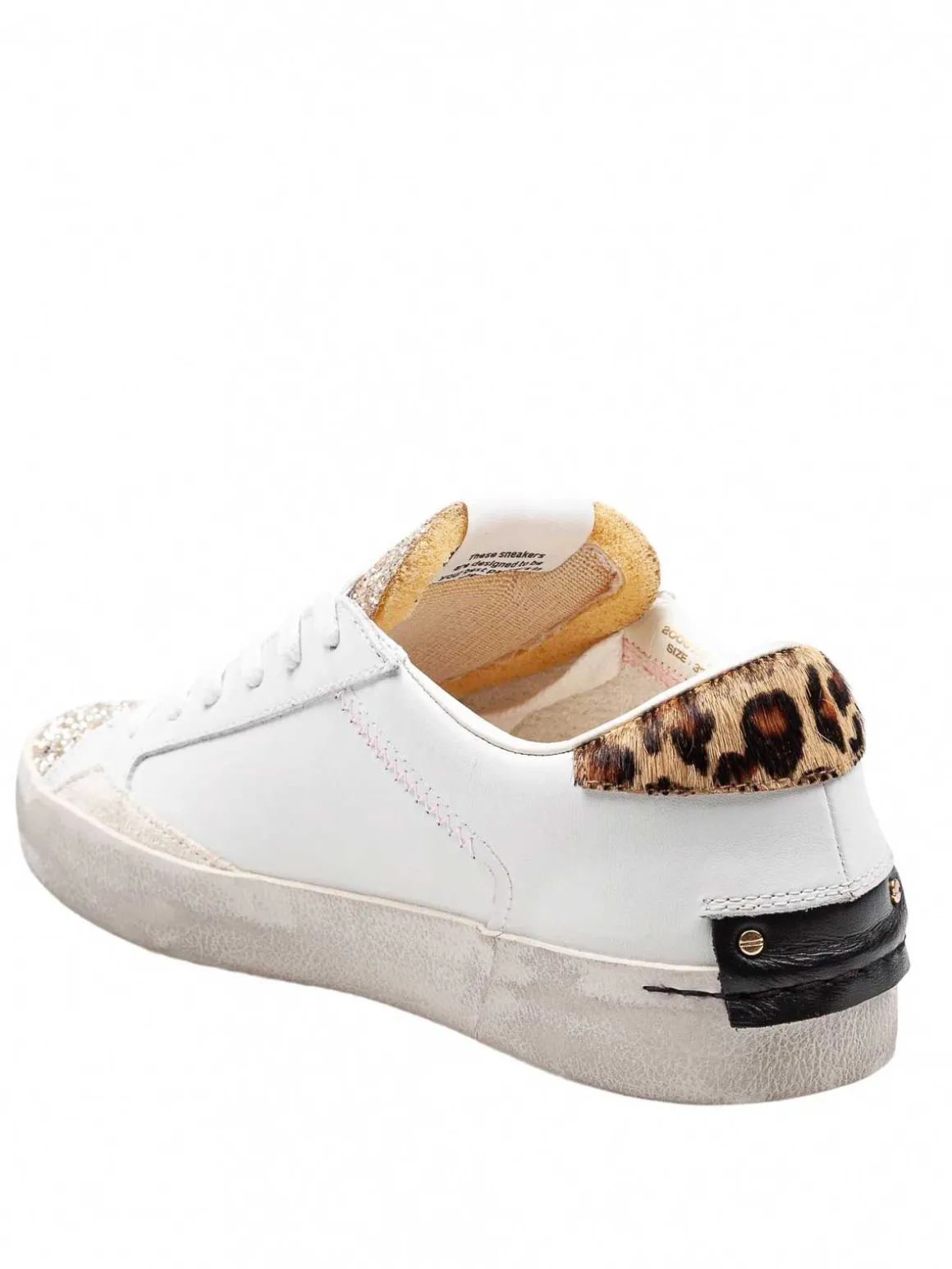 Sneakers Distressed In Pelle E Camoscio