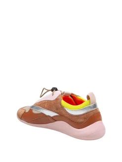Sneakers In Crosta E Pelle Multicolor