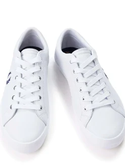 Sneakers In Pelle Con Ricamo Logo