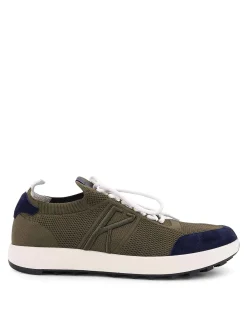Sneakers Low-Top In Mesh Con Profili In Suede