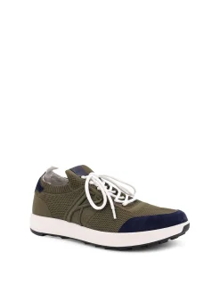 Sneakers Low-Top In Mesh Con Profili In Suede