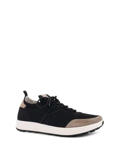 Sneakers Low-Top In Mesh Con Profili In Suede