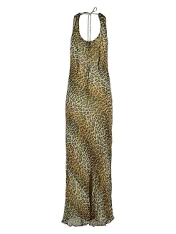 Stampare leopardo vestito lungo viscosa